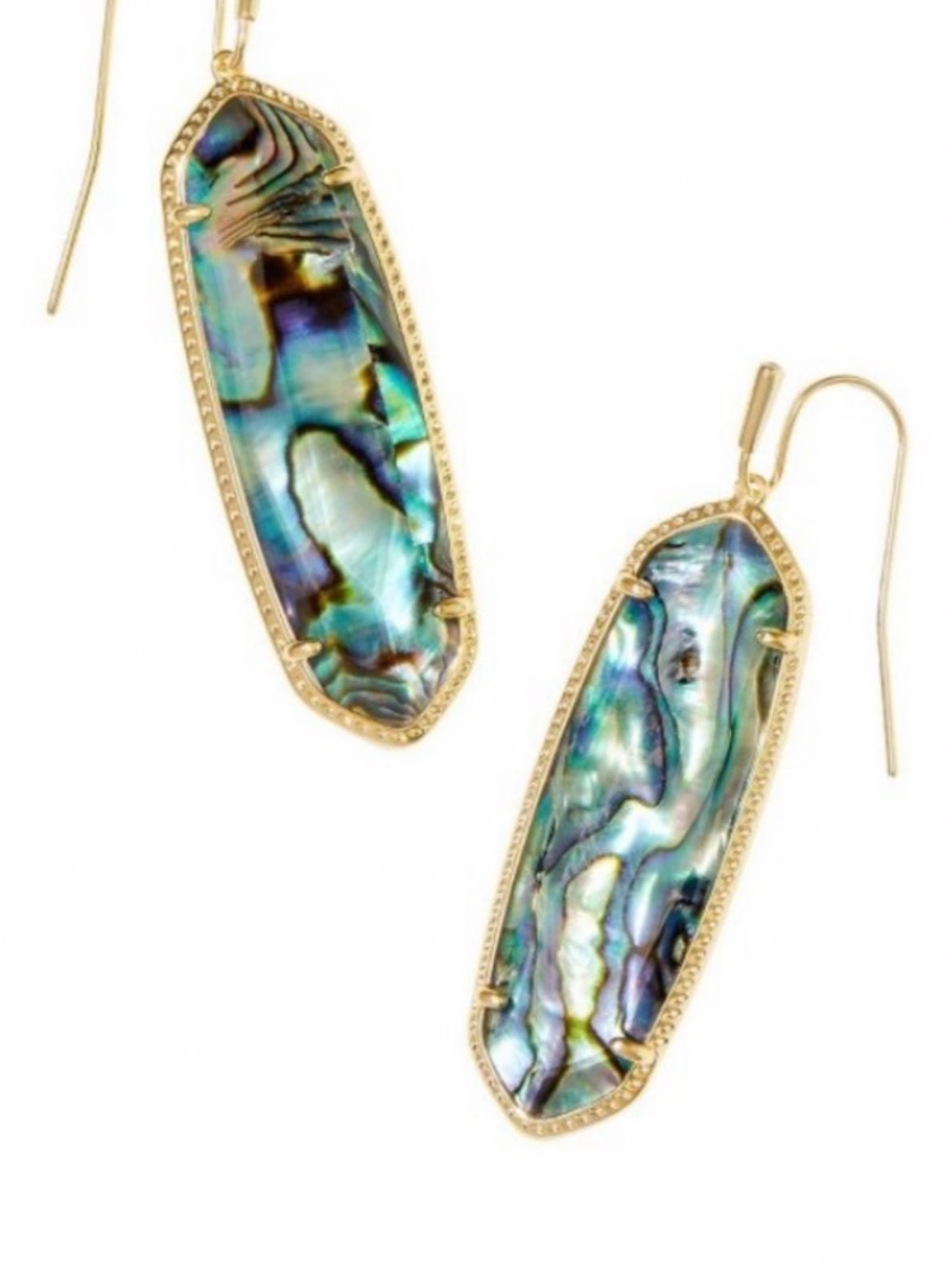 Kendra Scott Eleanor Gold Abalone Oval Drop Earrings in Blue-Green
